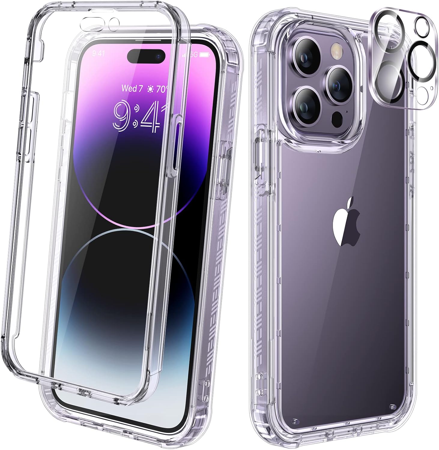 Diaclara Designed for iPhone 15 Case, Full Body Rugged Case with Built-in Touch Sensitive Anti-Scratch Screen Protector, with Camera Lens Protector for iPhone 15 6.1" (Wave Blue)