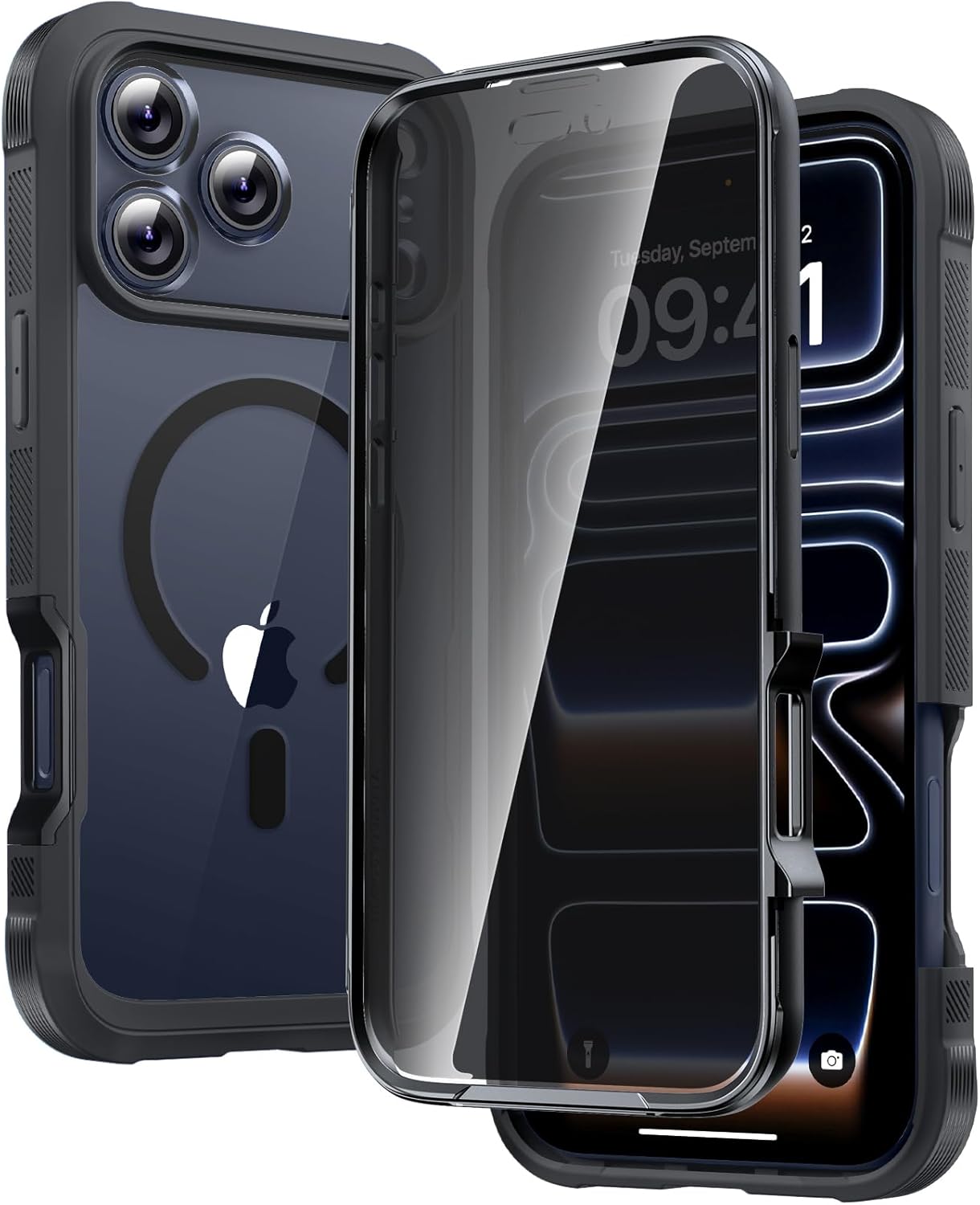 Diaclara Designed for iPhone 15 Case, Full Body Rugged Case with Built-in Touch Sensitive Anti-Scratch Screen Protector, with Camera Lens Protector for iPhone 15 6.1" (Wave Blue)