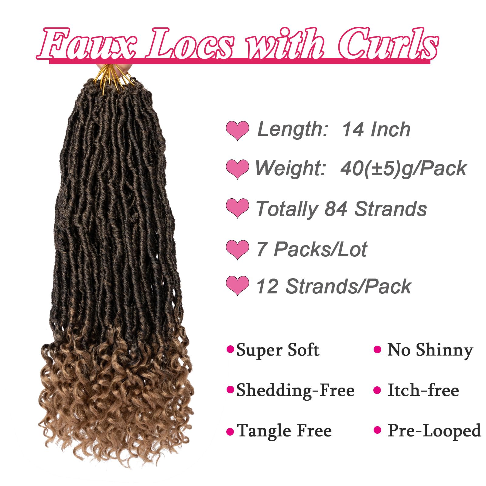 Leeven 7 Packs Faux Locs With Curly Ends 18 Inch Pre-looped Goddess Locs Crochet Hair 84 Strands Natural Black Crochet Bohemian Soft Locs Braiding Hair Extensions With Curls for Women 1B