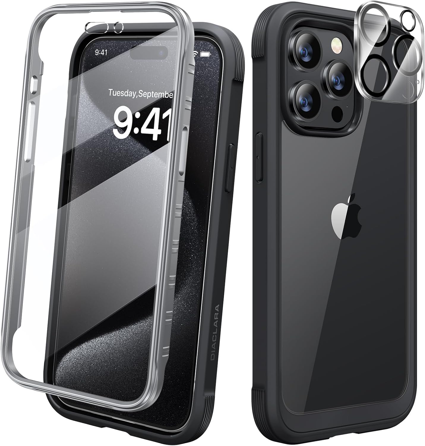 Diaclara Designed for iPhone 15 Case, Full Body Rugged Case with Built-in Touch Sensitive Anti-Scratch Screen Protector, with Camera Lens Protector for iPhone 15 6.1" (Wave Blue)