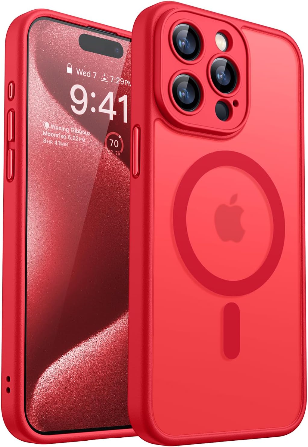 CANSHN Magnetic Compatible with iPhone 12 Case, Upgraded [Full Camera Protection] [Compatible with Magsafe] [Translucent Matte] Shockproof Protective Phone Case Cover 6.1 Inch - Hot Pink