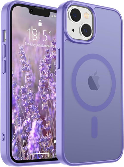 SUPFINE Magnetic for iPhone 14 Case &amp; iPhone 13 Case (Compatible with MagSafe)(Military Grade Drop Protection) Translucent Matte Shockproof Phone Cover,Black