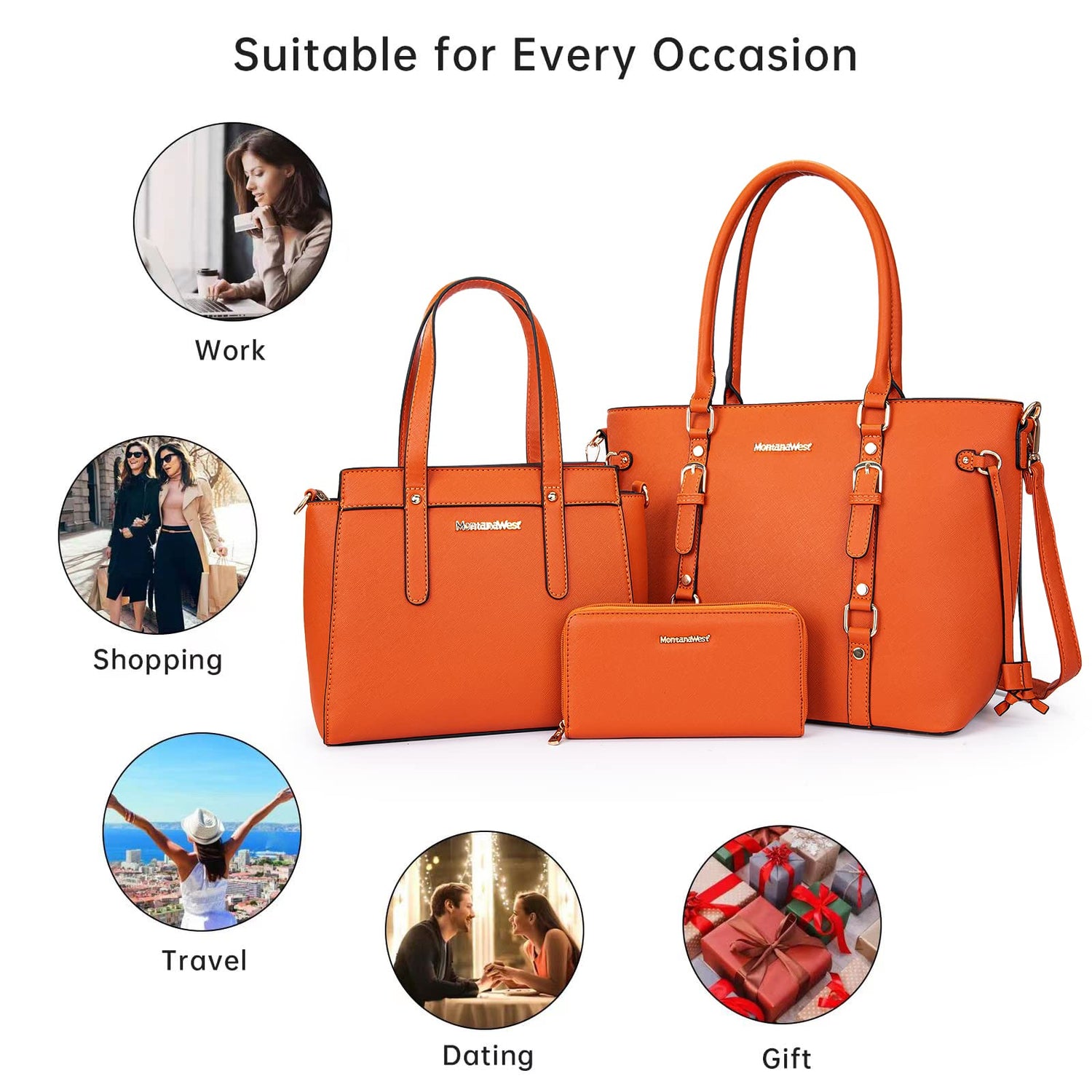 Montana West 3PCS Purses for Women Tote Bag and Wallet Set Shoulder Satchel Handbags