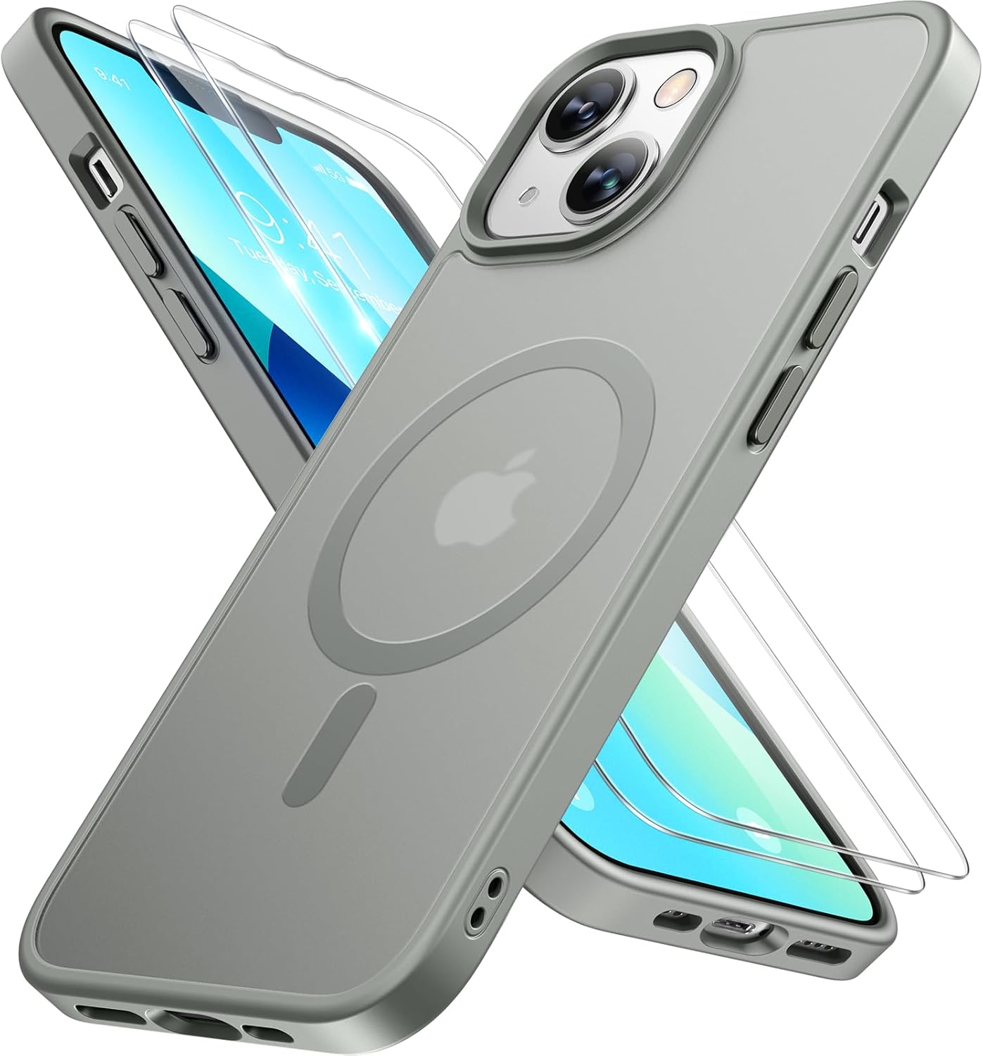 iPhone 16e 17e MagSafe case Miracase in matte black for 6.1 inch phone, showcasing sleek design and protection.
