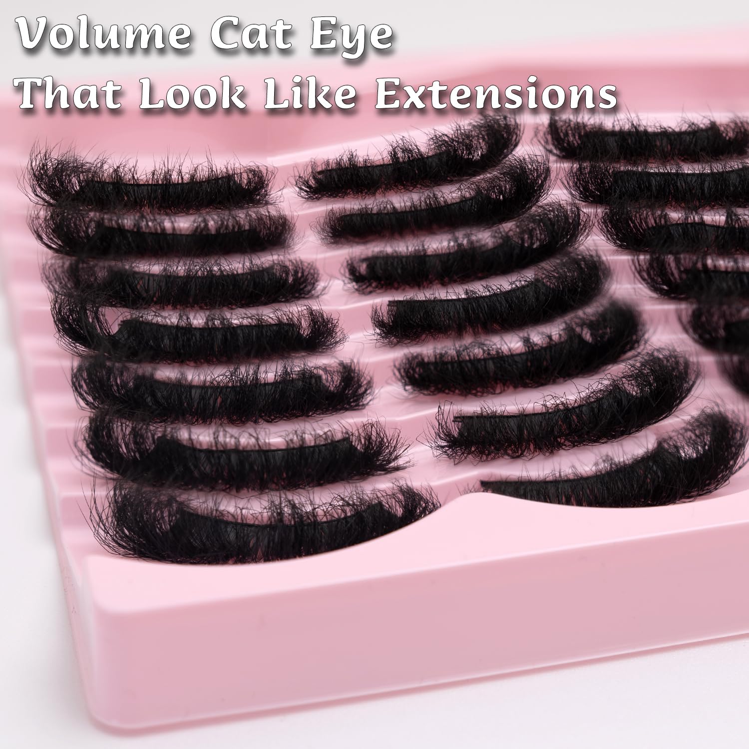 Mink Lashes Fluffy 20mm Volume False Eyelashes 8D Cat Eye Strip Lashes D Curl 14 Pairs Dramatic Soft Eyelash 25mm Big Long Lash Strips Lashes Pack That Look Like Extensions Faux Mink Lashes