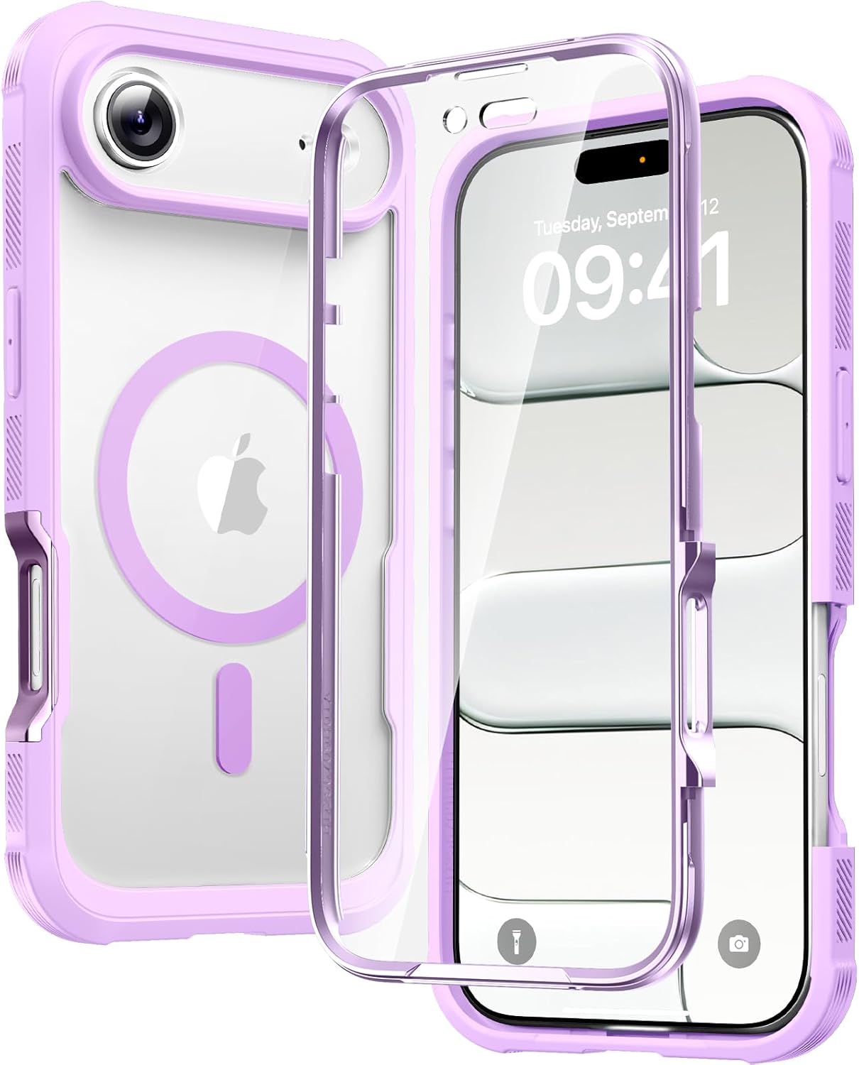 Diaclara Designed for iPhone 15 Case, Full Body Rugged Case with Built-in Touch Sensitive Anti-Scratch Screen Protector, with Camera Lens Protector for iPhone 15 6.1" (Wave Blue)