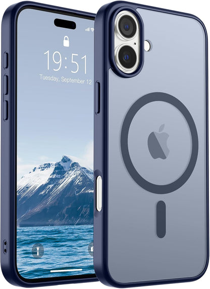 SUPFINE Magnetic for iPhone 14 Case &amp; iPhone 13 Case (Compatible with MagSafe)(Military Grade Drop Protection) Translucent Matte Shockproof Phone Cover,Black