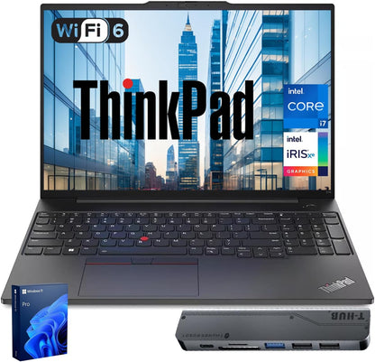 Lenovo ThinkPad E16 Business Laptop, 16" FHD+ Touchscreen, Intel Core i7-1355U, 40GB RAM, 1TB SSD, Fingerprint, Backlit, Webcam, HDMI, Wi-Fi 6, Windows 11 Pro, Bundle with Thunderobot 7-in-1 USB-C Hub