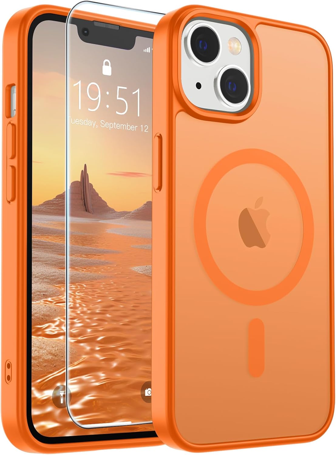 SUPFINE Magnetic for iPhone 14 Case &amp; iPhone 13 Case (Compatible with MagSafe)(Military Grade Drop Protection) Translucent Matte Shockproof Phone Cover,Black