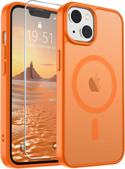 SUPFINE Magnetic for iPhone 14 Case &amp; iPhone 13 Case (Compatible with MagSafe)(Military Grade Drop Protection) Translucent Matte Shockproof Phone Cover,Black