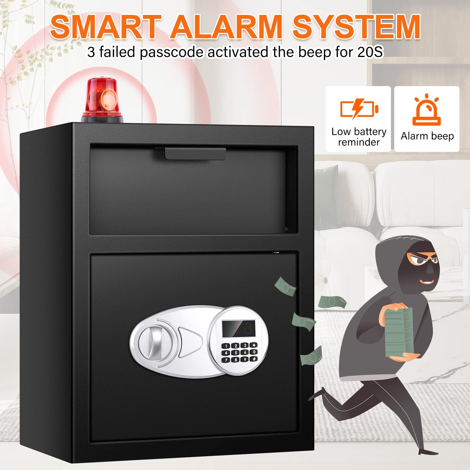 5.8 CU FT Extra Large Drop Safe for Business, Anti-Theft Money Drop Slot Safes with Digital Keypad and Spare Keys, Heavy Duty Depository Safe for Home Office Retail Store Business Mail Church