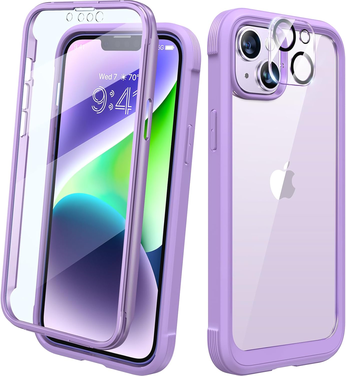 Diaclara Designed for iPhone 15 Case, Full Body Rugged Case with Built-in Touch Sensitive Anti-Scratch Screen Protector, with Camera Lens Protector for iPhone 15 6.1" (Wave Blue)