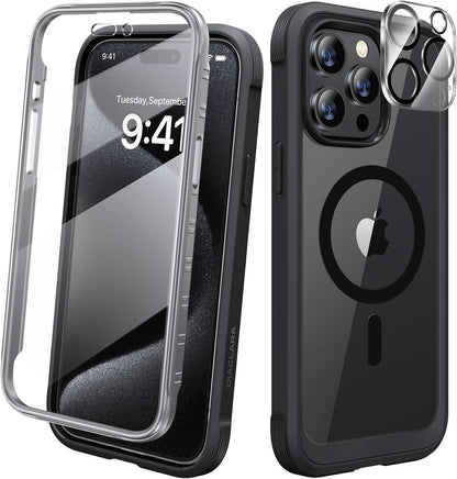 Diaclara Designed for iPhone 15 Case, Full Body Rugged Case with Built-in Touch Sensitive Anti-Scratch Screen Protector, with Camera Lens Protector for iPhone 15 6.1" (Wave Blue)
