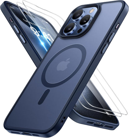 iPhone 16e 17e MagSafe case Miracase in navy blue, showcasing MagSafe compatibility and sleek design.
