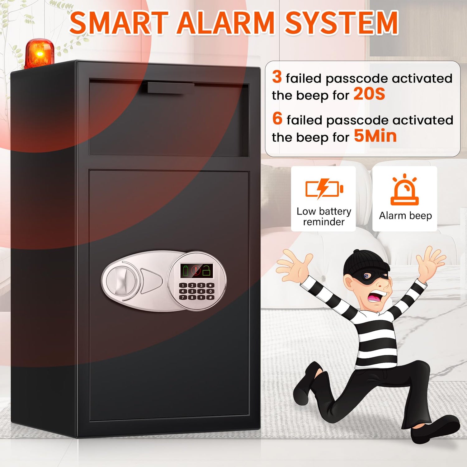 5.8 CU FT Extra Large Drop Safe for Business, Anti-Theft Money Drop Slot Safes with Digital Keypad and Spare Keys, Heavy Duty Depository Safe for Home Office Retail Store Business Mail Church