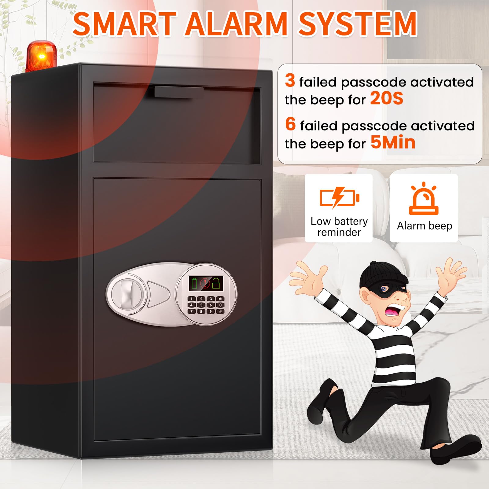 5.8 CU FT Extra Large Drop Safe for Business, Anti-Theft Money Drop Slot Safes with Digital Keypad and Spare Keys, Heavy Duty Depository Safe for Home Office Retail Store Business Mail Church