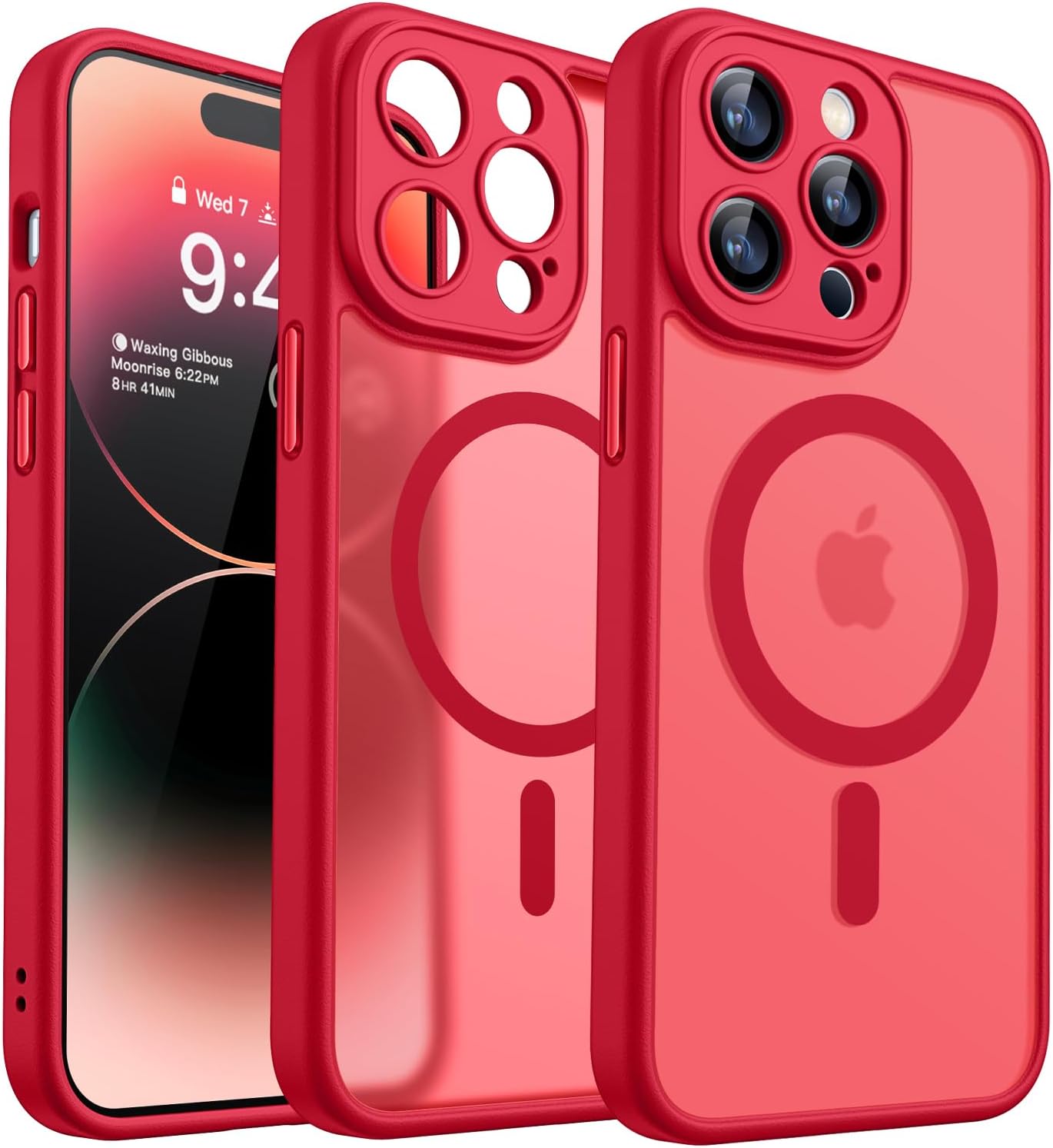 CANSHN Magnetic Compatible with iPhone 12 Case, Upgraded [Full Camera Protection] [Compatible with Magsafe] [Translucent Matte] Shockproof Protective Phone Case Cover 6.1 Inch - Hot Pink