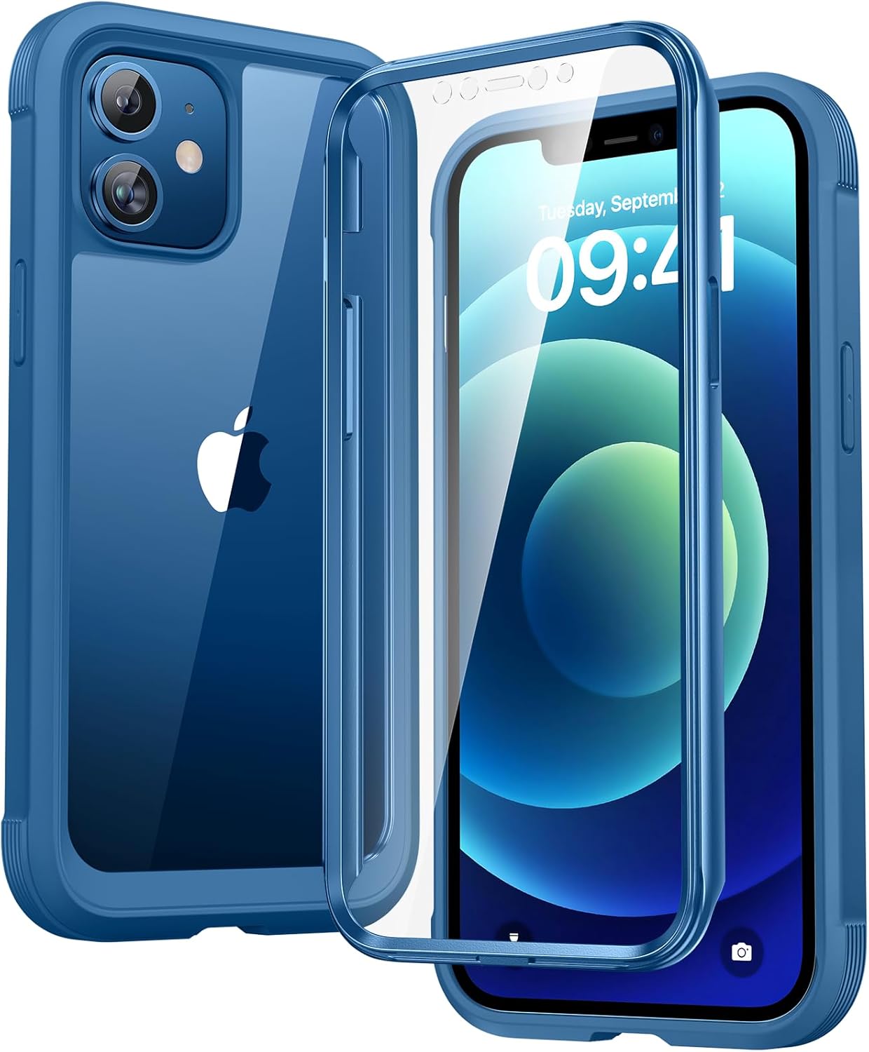 Diaclara Designed for iPhone 15 Case, Full Body Rugged Case with Built-in Touch Sensitive Anti-Scratch Screen Protector, with Camera Lens Protector for iPhone 15 6.1" (Wave Blue)