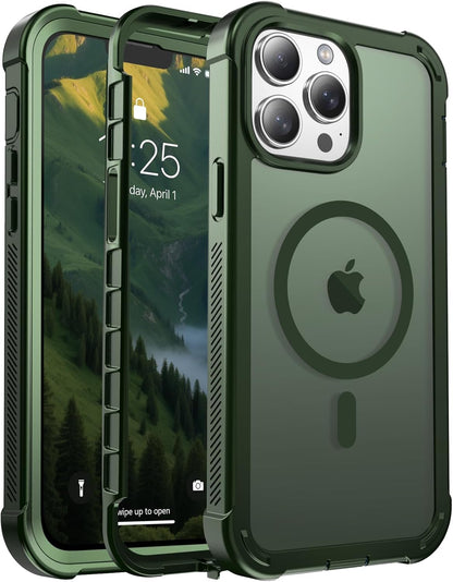 Magnetic for iPhone 14 Case, [Compatible with MagSafe][Military Grade Drop Protection][Heavy Duty Protection][Non-Slip][Shockproof] 2-Layer Durable Bumper Phone Case 6.1&