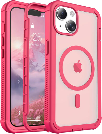 Magnetic for iPhone 14 Case, [Compatible with MagSafe][Military Grade Drop Protection][Heavy Duty Protection][Non-Slip][Shockproof] 2-Layer Durable Bumper Phone Case 6.1&