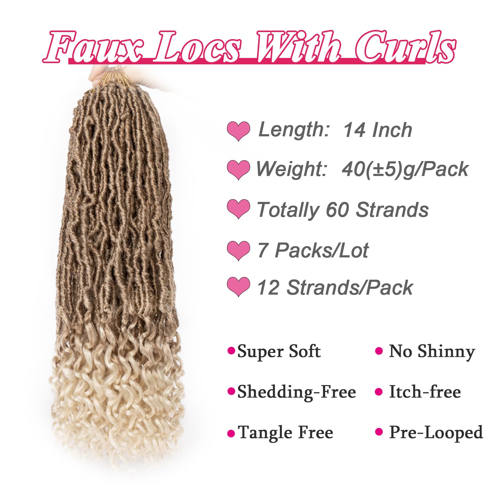 Leeven 7 Packs Faux Locs With Curly Ends 18 Inch Pre-looped Goddess Locs Crochet Hair 84 Strands Natural Black Crochet Bohemian Soft Locs Braiding Hair Extensions With Curls for Women 1B