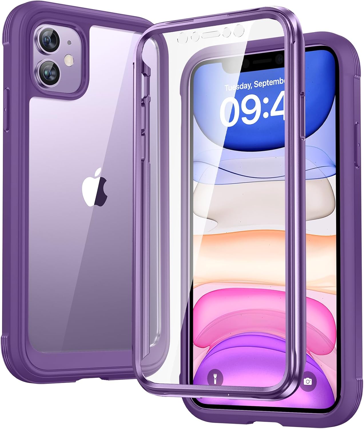 Diaclara Designed for iPhone 15 Case, Full Body Rugged Case with Built-in Touch Sensitive Anti-Scratch Screen Protector, with Camera Lens Protector for iPhone 15 6.1" (Wave Blue)