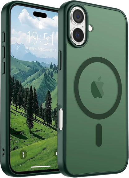 SUPFINE Magnetic for iPhone 14 Case &amp; iPhone 13 Case (Compatible with MagSafe)(Military Grade Drop Protection) Translucent Matte Shockproof Phone Cover,Black