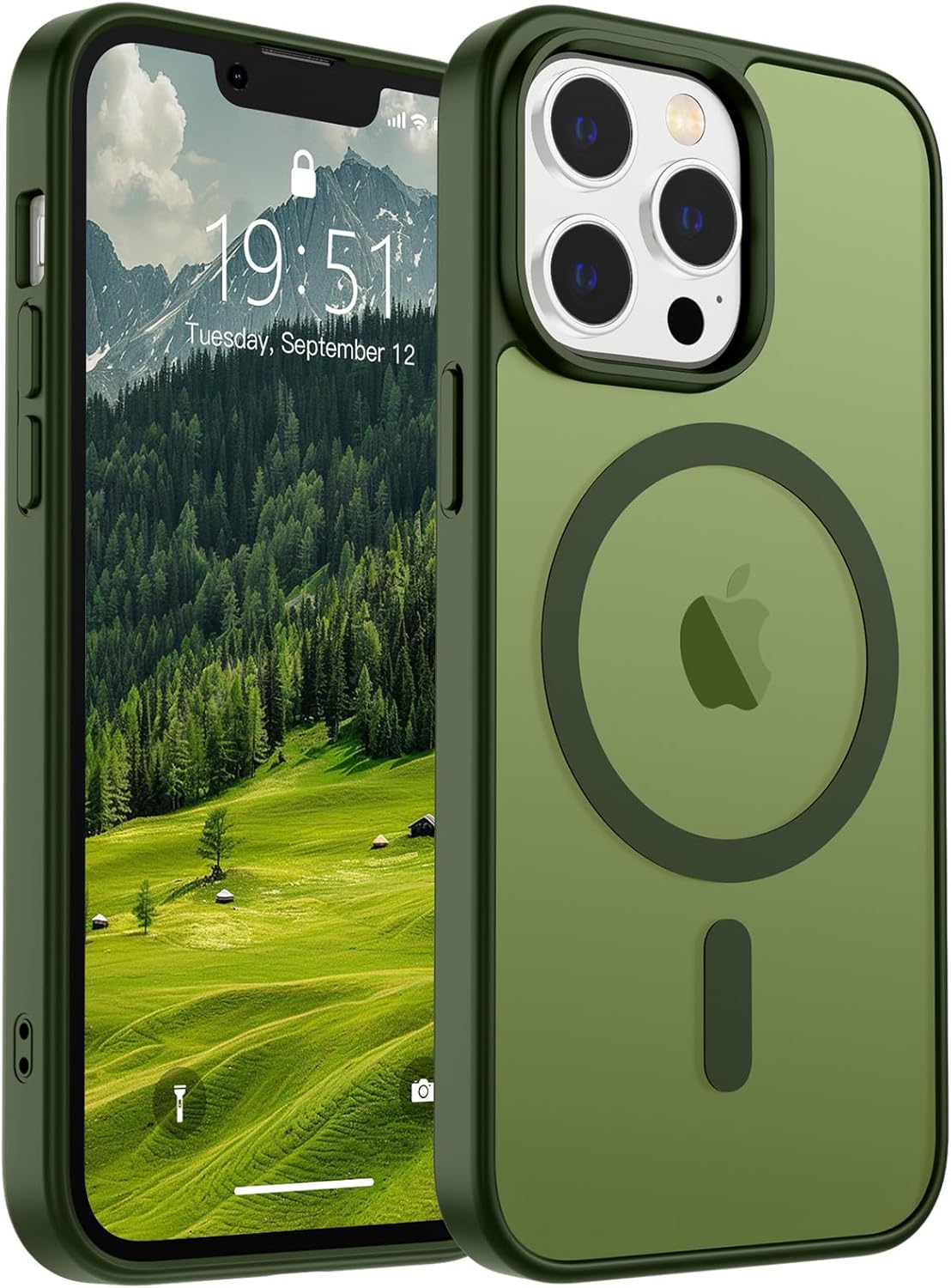 SUPFINE Magnetic for iPhone 14 Case &amp; iPhone 13 Case (Compatible with MagSafe)(Military Grade Drop Protection) Translucent Matte Shockproof Phone Cover,Black