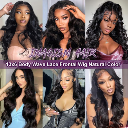 30 Inch 13x6 Lace Front Wigs Human Hair 220 Density Body Wave HD Lace Front Wigs Human Hair Pre Plucked Natural Black Glueless Frontal Wigs for Women