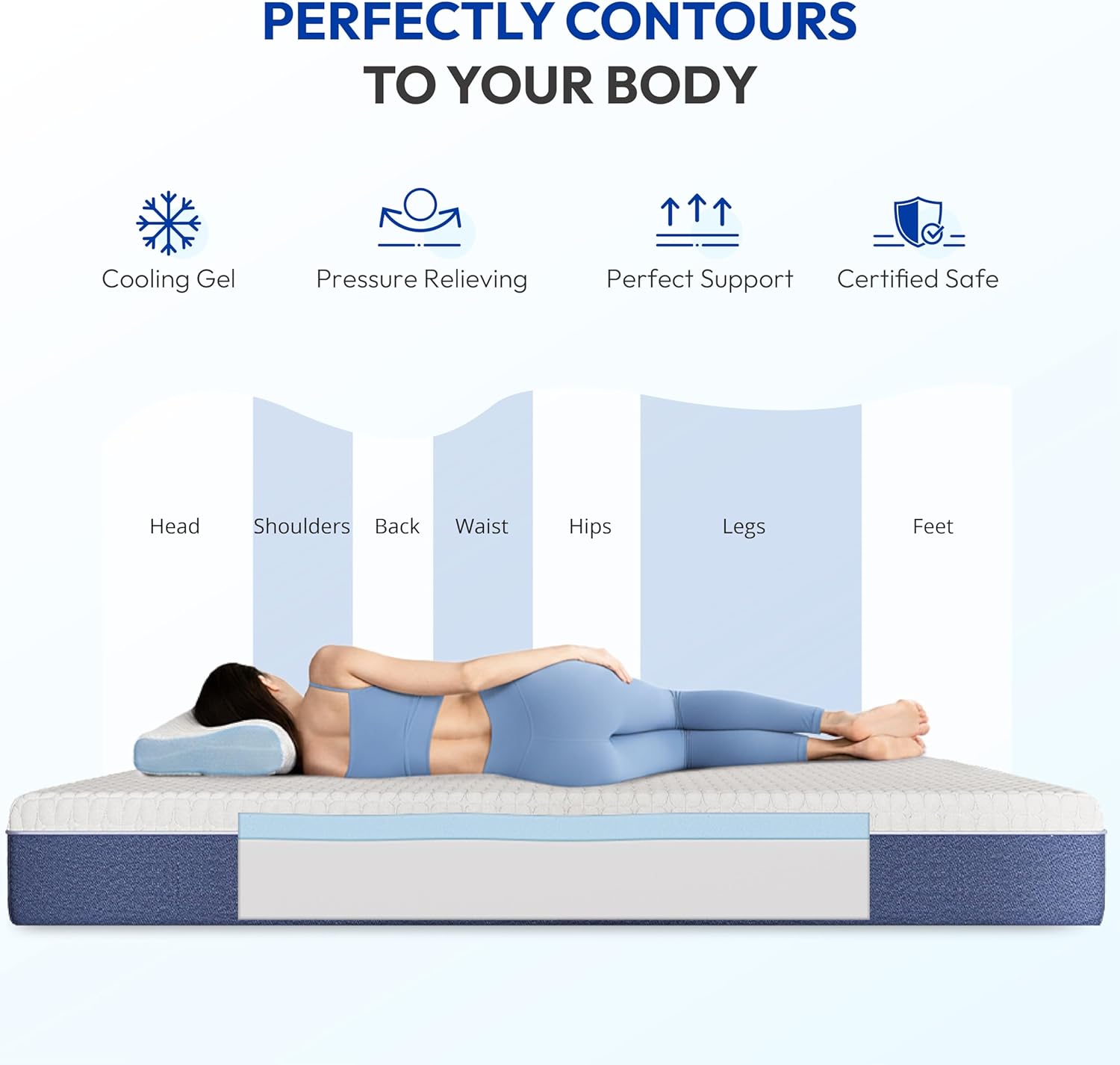 12 Inch Queen Size Mattress, Firm Gel Memory Foam Queen Mattress in a Box, Firm Back Support for Pressure Relief &amp; Spinal Alignment, CertiPUR-US Certified, Fiberglass-Free