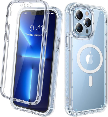 Diaclara Designed for iPhone 15 Case, Full Body Rugged Case with Built-in Touch Sensitive Anti-Scratch Screen Protector, with Camera Lens Protector for iPhone 15 6.1" (Wave Blue)
