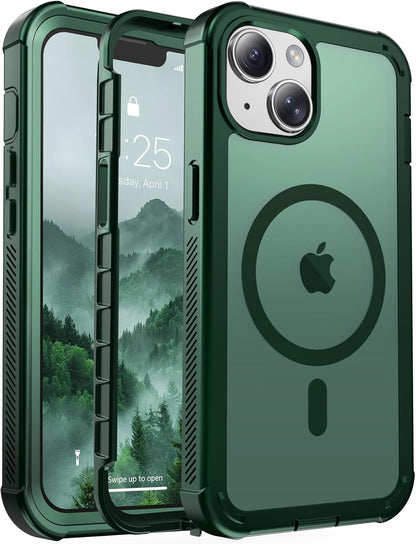 Magnetic for iPhone 14 Case, [Compatible with MagSafe][Military Grade Drop Protection][Heavy Duty Protection][Non-Slip][Shockproof] 2-Layer Durable Bumper Phone Case 6.1&