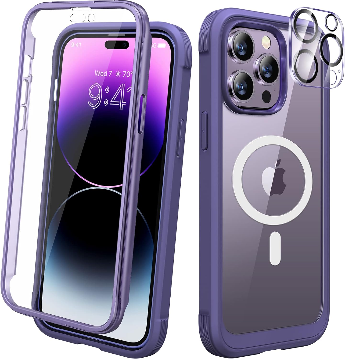 Diaclara Designed for iPhone 15 Case, Full Body Rugged Case with Built-in Touch Sensitive Anti-Scratch Screen Protector, with Camera Lens Protector for iPhone 15 6.1" (Wave Blue)