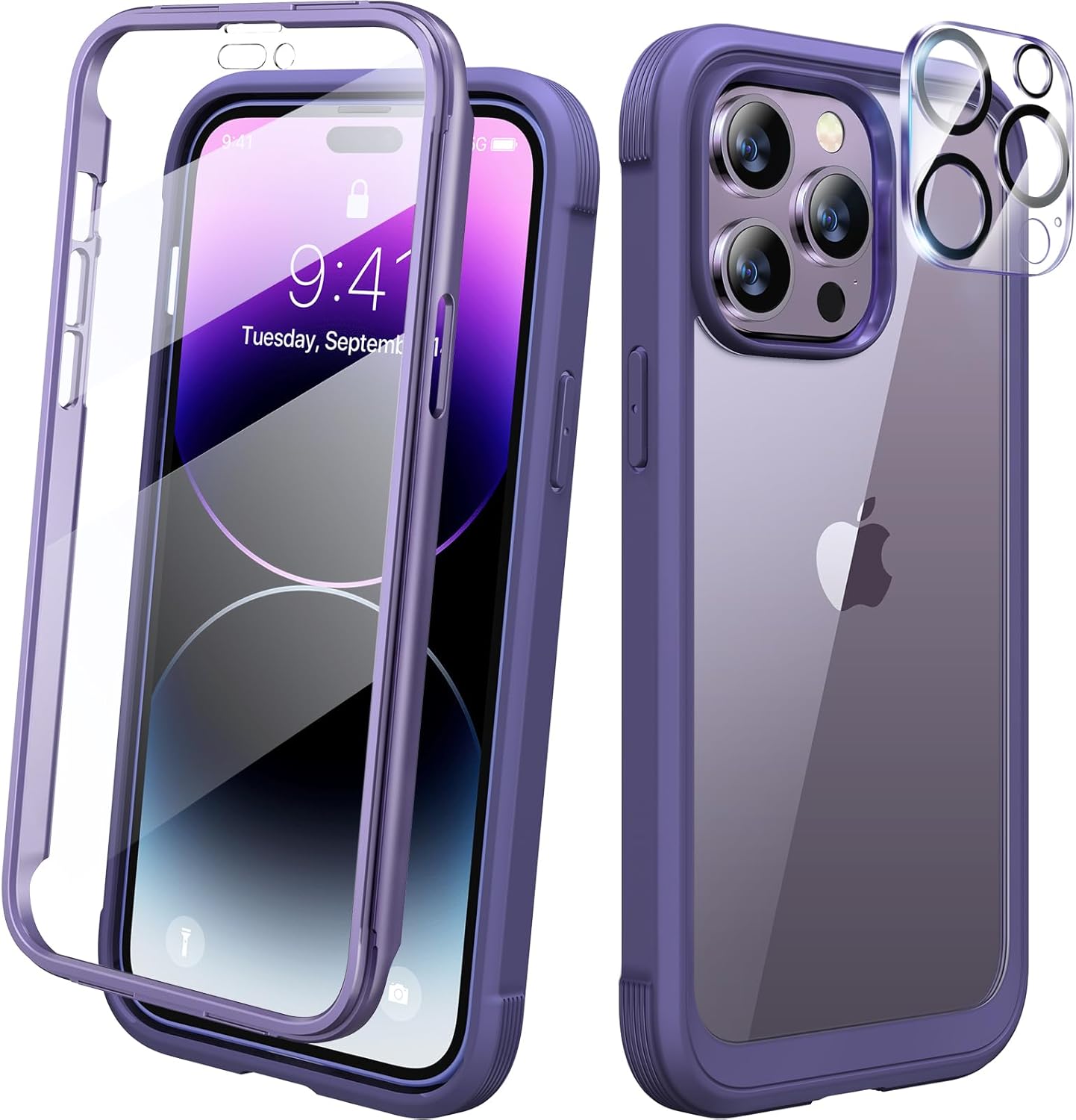 Diaclara Designed for iPhone 15 Case, Full Body Rugged Case with Built-in Touch Sensitive Anti-Scratch Screen Protector, with Camera Lens Protector for iPhone 15 6.1" (Wave Blue)