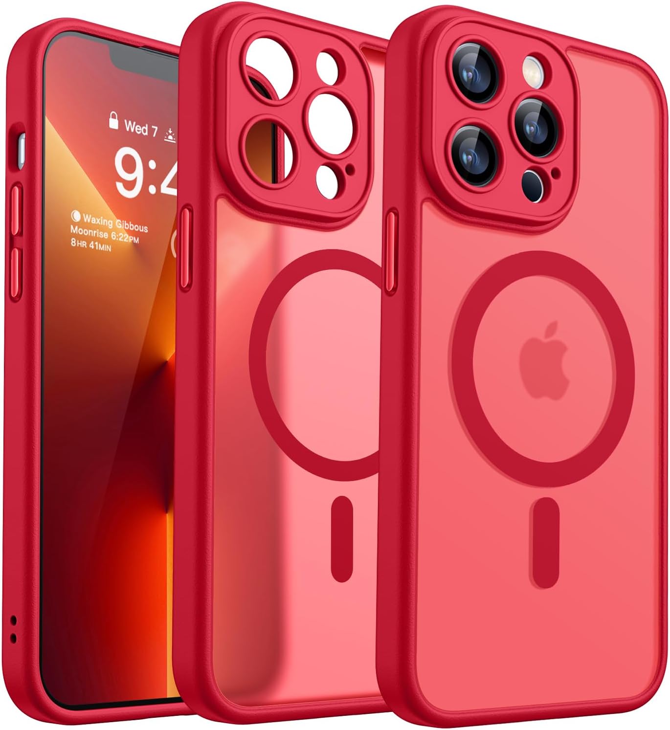 CANSHN Magnetic Compatible with iPhone 12 Case, Upgraded [Full Camera Protection] [Compatible with Magsafe] [Translucent Matte] Shockproof Protective Phone Case Cover 6.1 Inch - Hot Pink