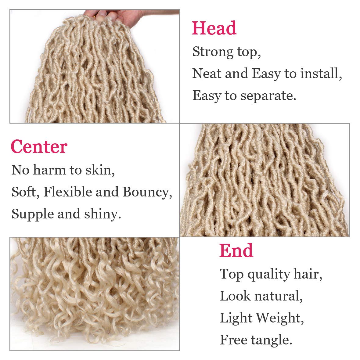 Leeven 7 Packs Faux Locs With Curly Ends 18 Inch Pre-looped Goddess Locs Crochet Hair 84 Strands Natural Black Crochet Bohemian Soft Locs Braiding Hair Extensions With Curls for Women 1B