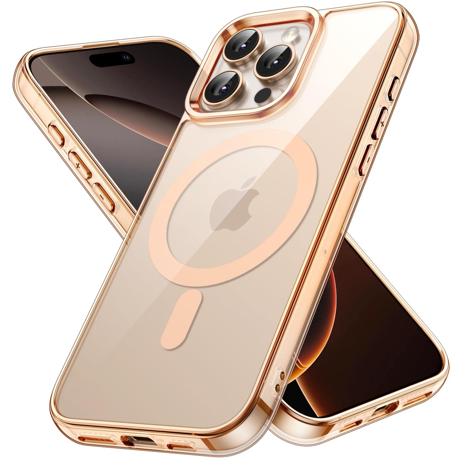 premium aplus module features iPhone with clear case showcasing MagSafe compatibility and sleek design.