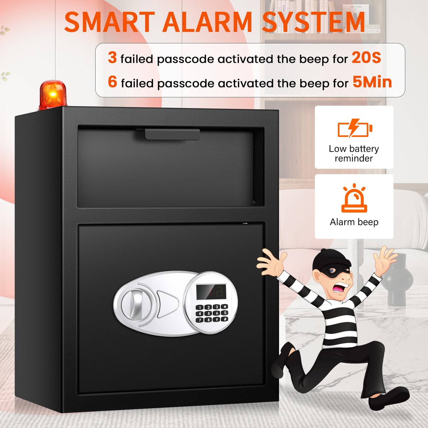 5.8 CU FT Extra Large Drop Safe for Business, Anti-Theft Money Drop Slot Safes with Digital Keypad and Spare Keys, Heavy Duty Depository Safe for Home Office Retail Store Business Mail Church