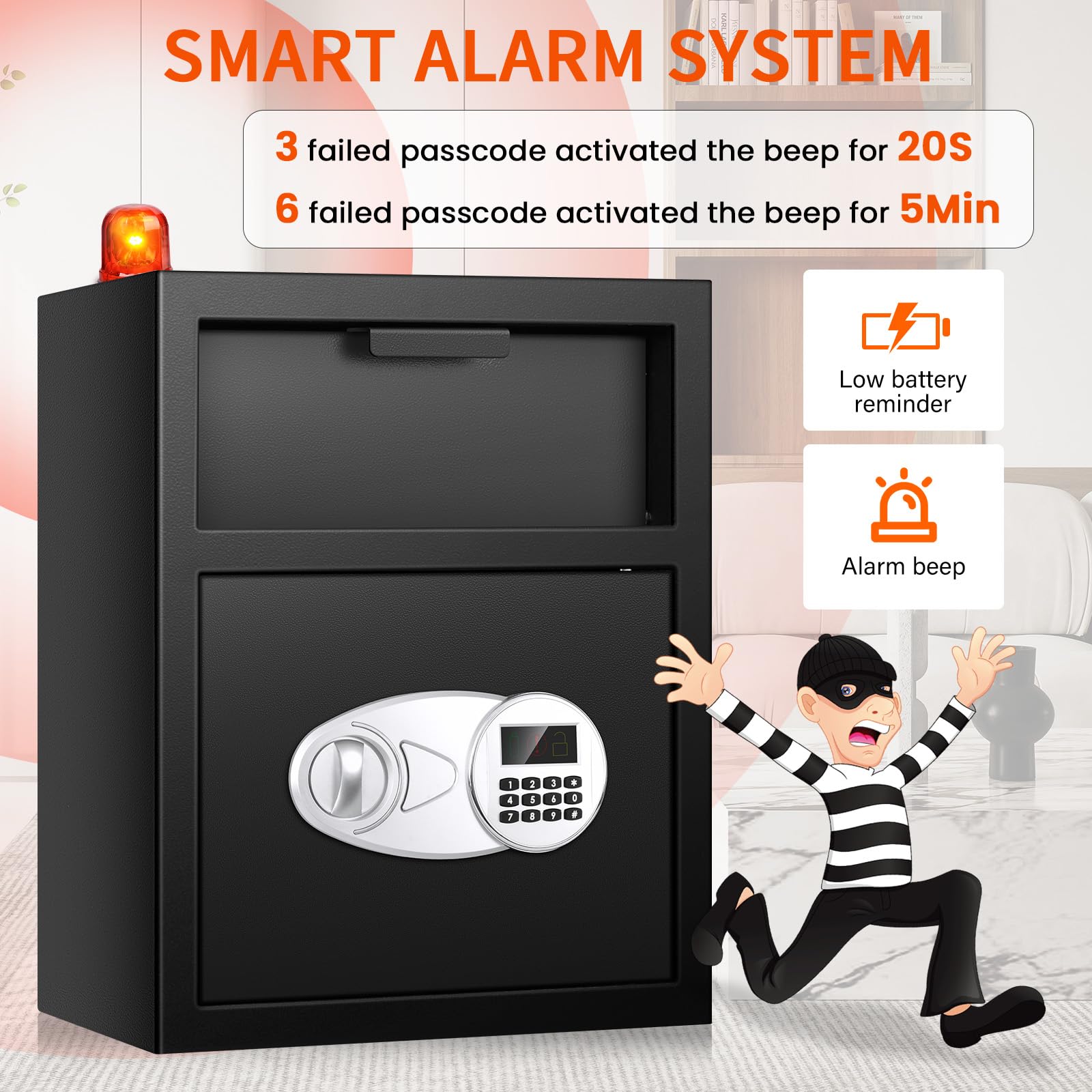 5.8 CU FT Extra Large Drop Safe for Business, Anti-Theft Money Drop Slot Safes with Digital Keypad and Spare Keys, Heavy Duty Depository Safe for Home Office Retail Store Business Mail Church
