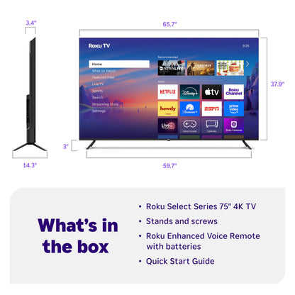 Roku Smart TV – 55-Inch Select Series, 4K HDR TV – Roku TV with Enhanced Voice Remote – Flat Screen LED Television with Wi-Fi for Streaming Live Local News, Sports, Family Entertainment
