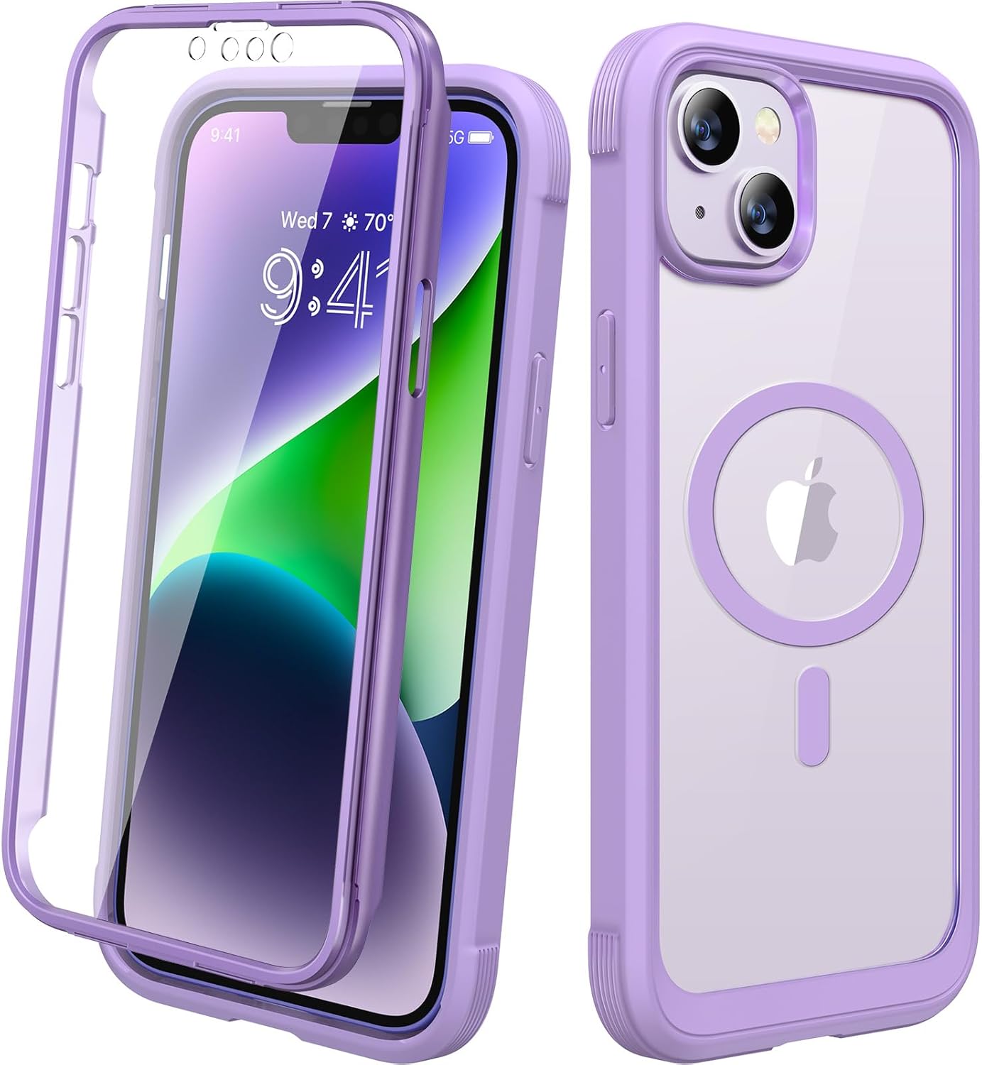 Diaclara Designed for iPhone 15 Case, Full Body Rugged Case with Built-in Touch Sensitive Anti-Scratch Screen Protector, with Camera Lens Protector for iPhone 15 6.1" (Wave Blue)