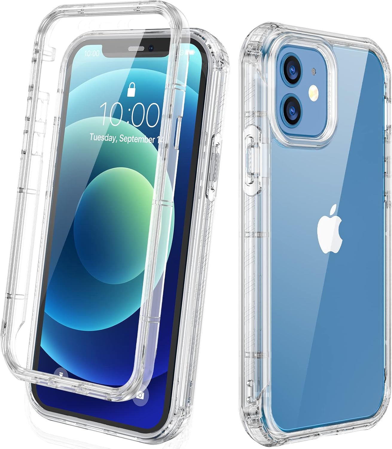 Diaclara Designed for iPhone 15 Case, Full Body Rugged Case with Built-in Touch Sensitive Anti-Scratch Screen Protector, with Camera Lens Protector for iPhone 15 6.1" (Wave Blue)
