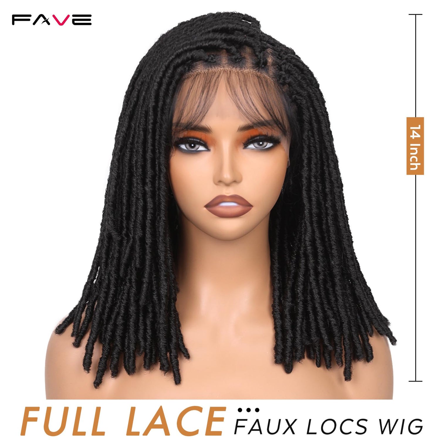 FAVE Soft Faux Locs Wig Synthetic Full Double Lace Dreadlock Wig Ombre Brown Braided Wigs for Black Women Dreads Wig for Women Natural Looking Part Free（Natural Color,280g）