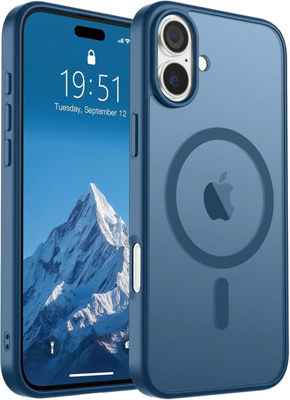 SUPFINE Magnetic for iPhone 14 Case &amp; iPhone 13 Case (Compatible with MagSafe)(Military Grade Drop Protection) Translucent Matte Shockproof Phone Cover,Black