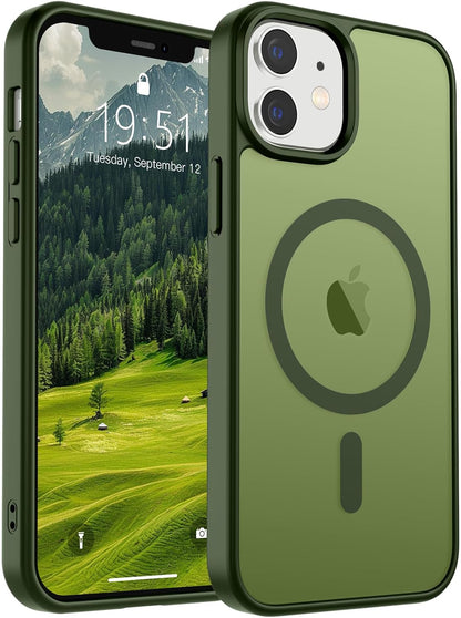 SUPFINE Magnetic for iPhone 14 Case &amp; iPhone 13 Case (Compatible with MagSafe)(Military Grade Drop Protection) Translucent Matte Shockproof Phone Cover,Black