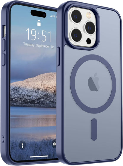SUPFINE Magnetic for iPhone 14 Case &amp; iPhone 13 Case (Compatible with MagSafe)(Military Grade Drop Protection) Translucent Matte Shockproof Phone Cover,Black