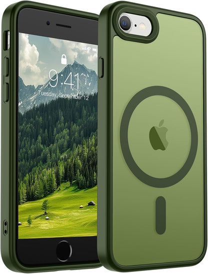 SUPFINE Magnetic for iPhone 14 Case &amp; iPhone 13 Case (Compatible with MagSafe)(Military Grade Drop Protection) Translucent Matte Shockproof Phone Cover,Black