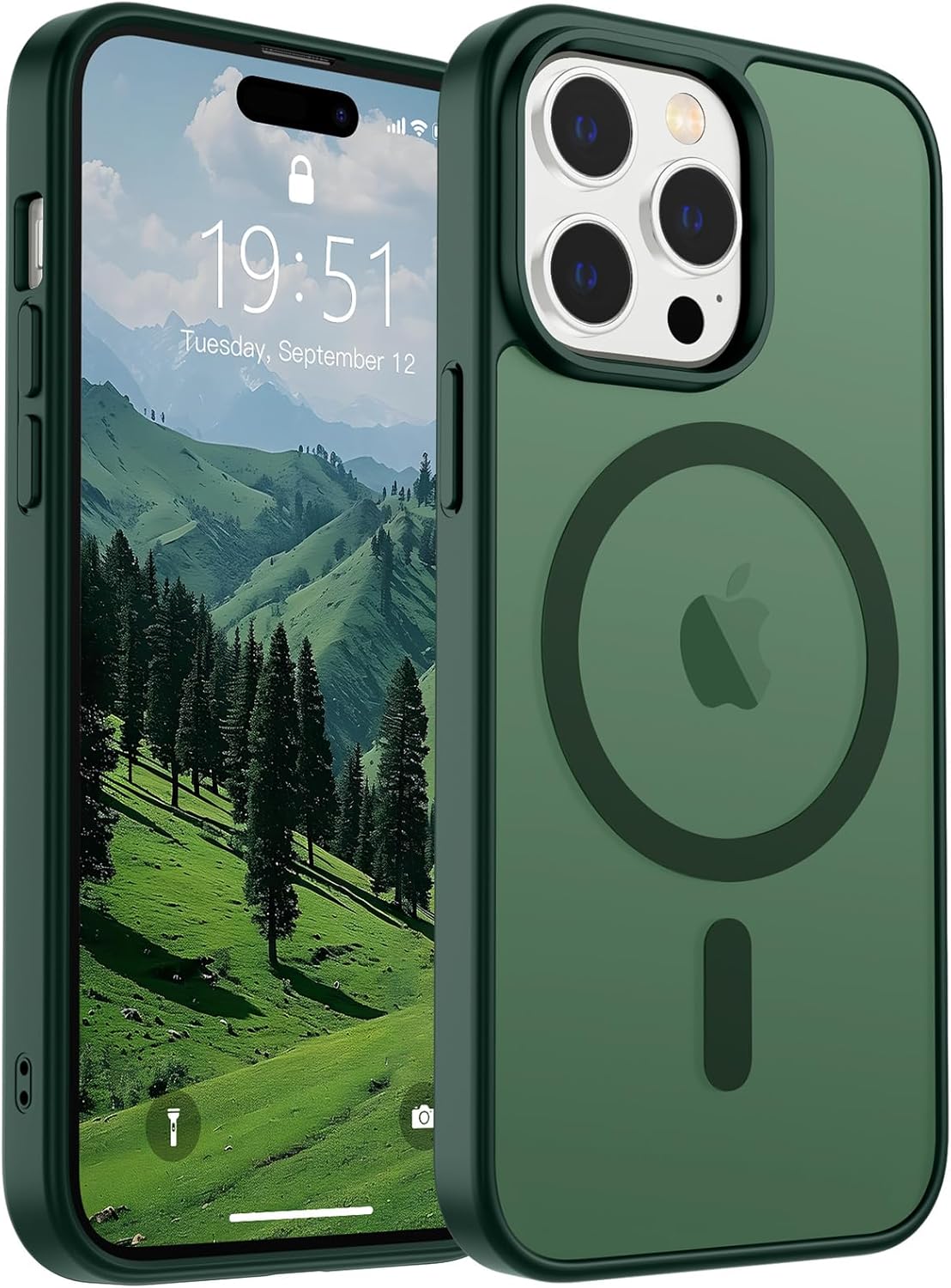 SUPFINE Magnetic for iPhone 14 Case &amp; iPhone 13 Case (Compatible with MagSafe)(Military Grade Drop Protection) Translucent Matte Shockproof Phone Cover,Black