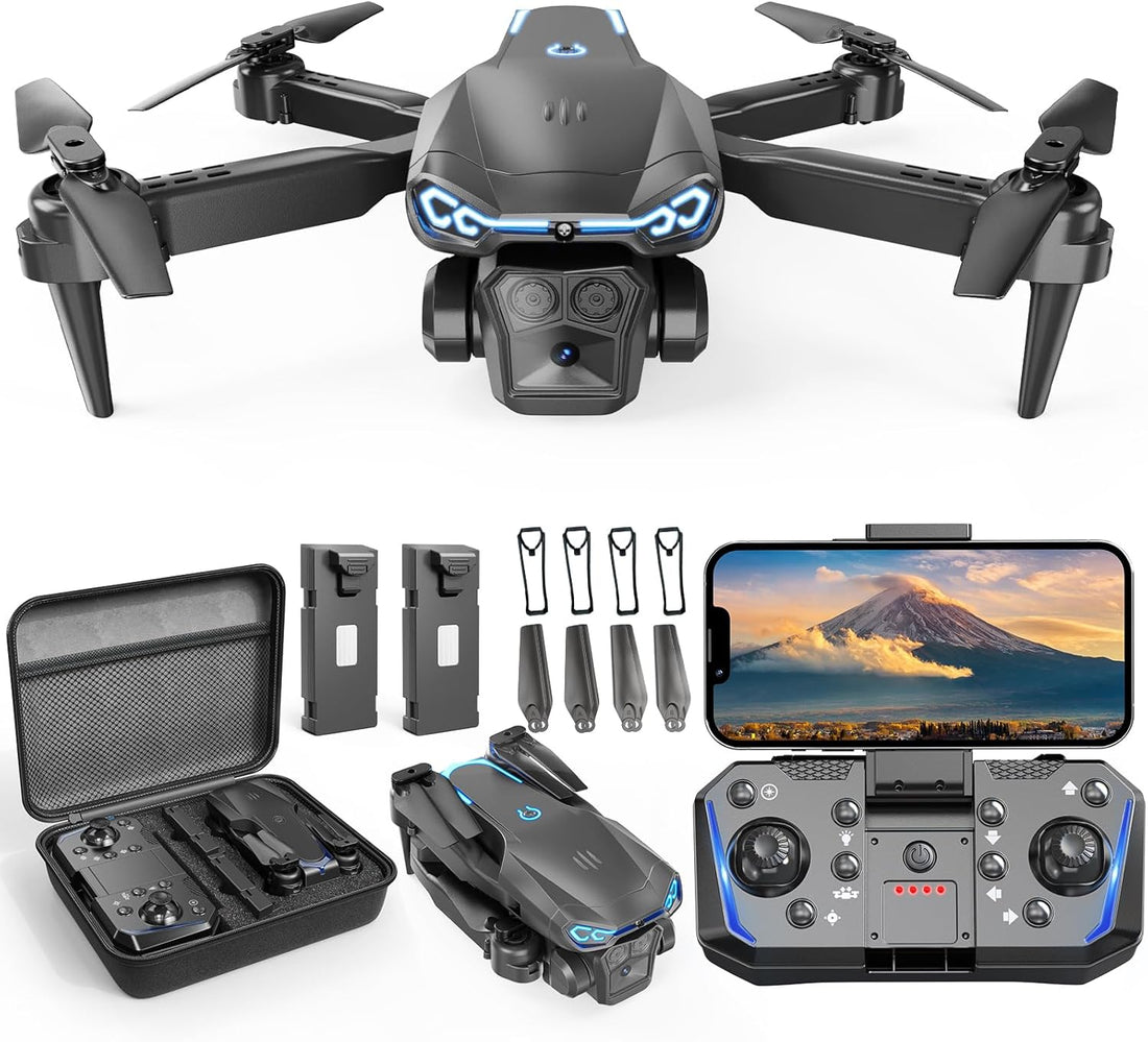 Foldable Drone with 1080P Camera for Beginners &amp; Kids, FPV RC Quadcopter Toys Gifts for Boys Girls, One Key Start, 3D Flips, Gesture Selfie, 3 Speed Modes, 2 Batteries
