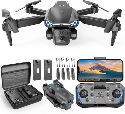 Foldable Drone with 1080P Camera for Beginners &amp; Kids, FPV RC Quadcopter Toys Gifts for Boys Girls, One Key Start, 3D Flips, Gesture Selfie, 3 Speed Modes, 2 Batteries